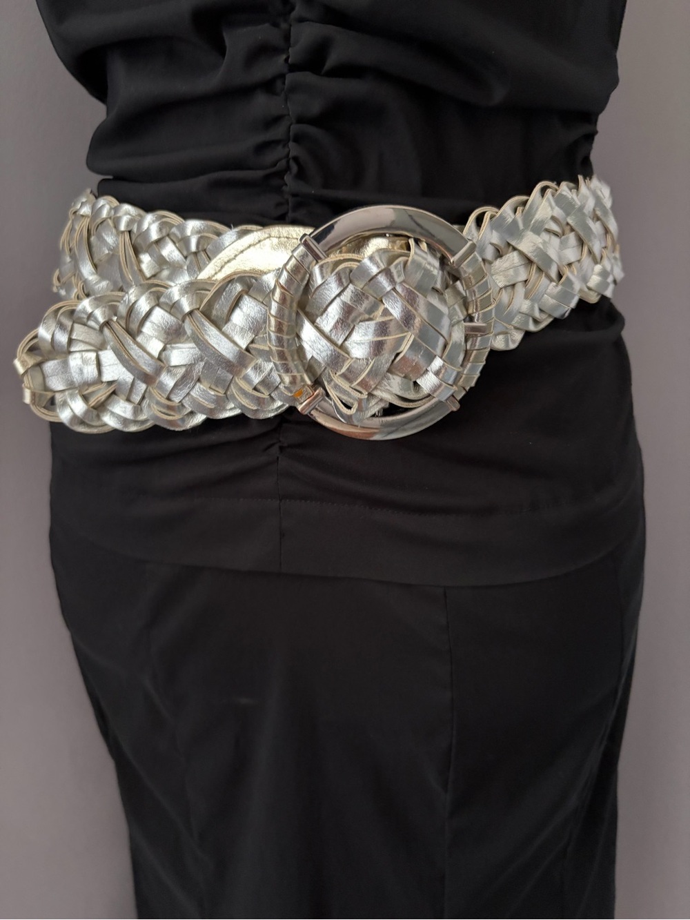 Reversible Woven silver or gold Metallic Belt